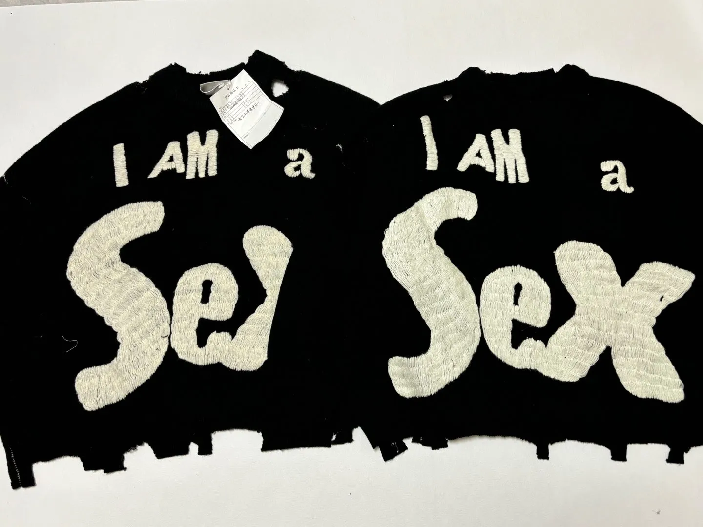 Proof VS genuine SAINT Mxxxxxx × Sex Pistols SP_CREW KNT/IAMA/BLK SEX PISTOLS band joint model destruction hand embroidered sweater black S-XL